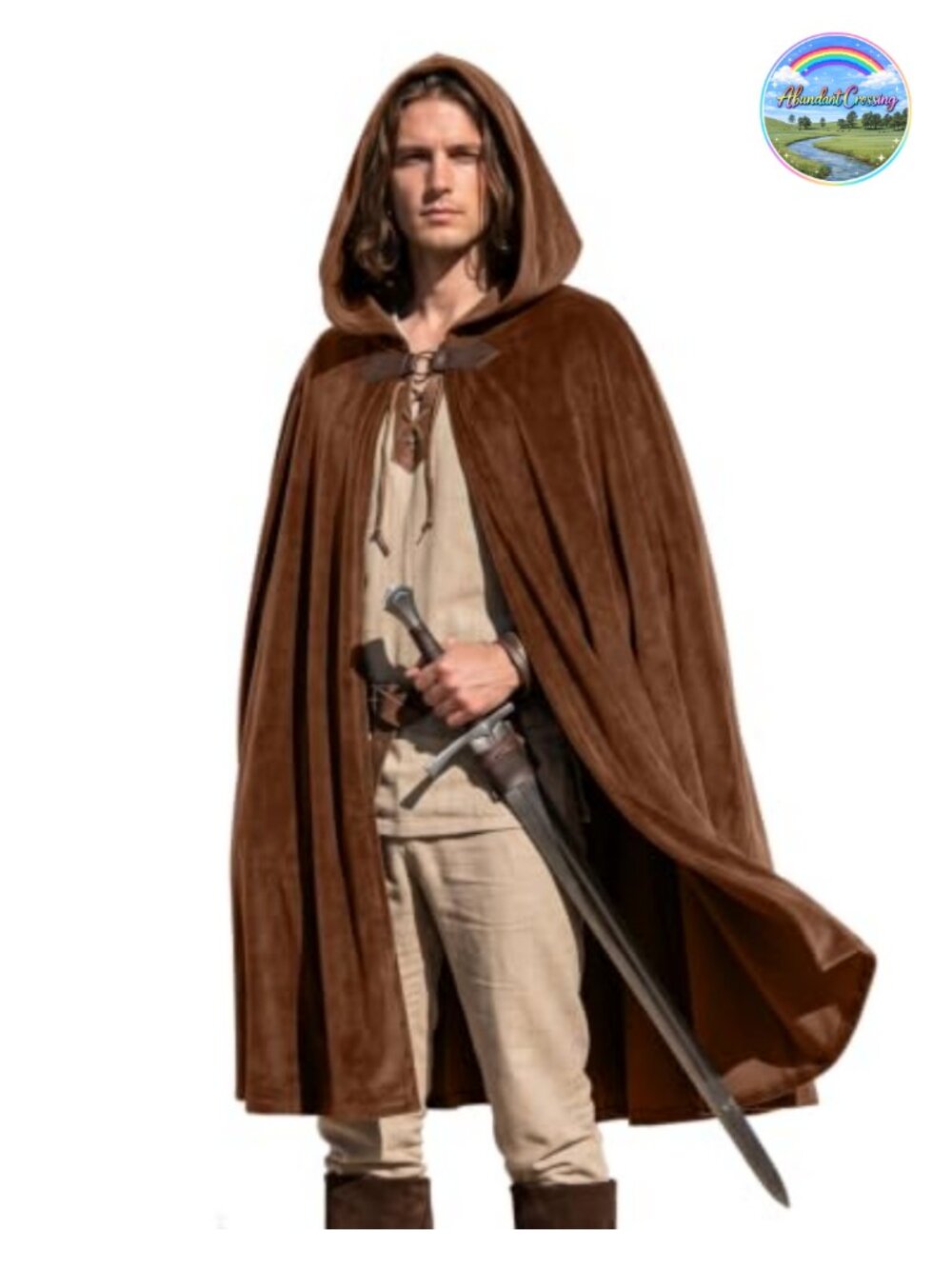 Medieval Velvet Hooded Cloak Renaissance Cape Cosplay LARP Costume